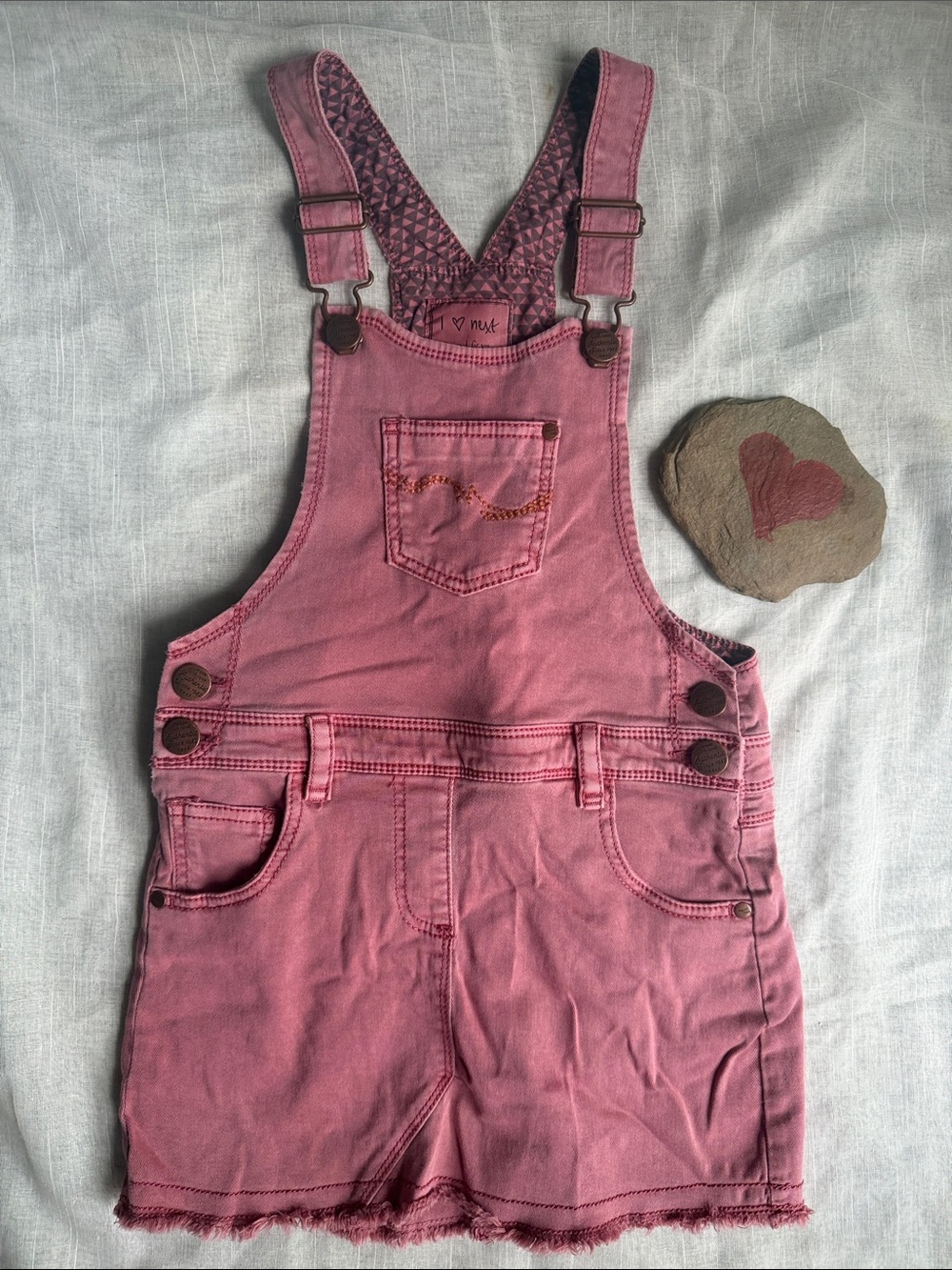 next Pink Denim Dress Overalls